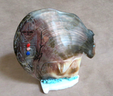 Zuni Mother of Pearl 2 Sided Bear Maiden Fetish Carving by Gloria Chattin C4704