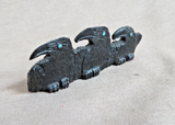 Native Zuni Mini Jet Trio Ravens Fetish Carving by Rochelle Quam  C4966