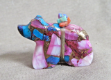 Native Zuni Powerful Purpl Dahlia Bear Fetish Carving by Daryl Shack - C4976