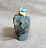 Native Zuni Labradorite Bear w Bundle Fetish by Leland Boone & Daphne Quam C4850