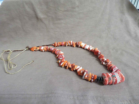Native Navajo Extra Large Orange Spiny Oyster Necklace by Helen Little JN493