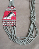 Navajo 9 Strand Beaded 28" Horse Rug Necklace & Earrings by M Yazzie JN50