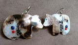 Native Zuni Mother of Pearl Bear & Corn Maiden Earrings by Gloria Chattin JE675