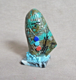 Native Zuni Turquoise 2 Sided Maiden Fetish Carving by Gloria Chattin C4969