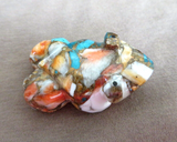 Zuni Spiny Oyster, Turquoise, & Copper Frog Carving by Kenric Laiwakete C4726