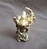 Native Zuni Antler Owl Family in Tree Stump Fetish Carving by Ruben Najera C4821