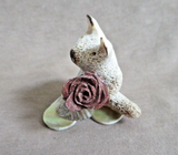 Native Zuni Antler Koala Bear w/ Rose Fetish Carving by Ruben Najera C4856