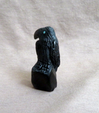 Native Zuni Jet Raven on Rock Fetish Carving by Rochelle Quam  C4811