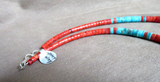 X Large Santo Domingo Coral & Turquoise 3 Layer Necklace by Lupe Lovato JN501