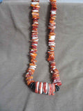 Native Navajo Extra Large Orange Spiny Oyster Necklace by Helen Little JN493