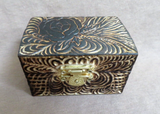 Native Zuni Wood Burned Rose Mini Wood Trinket Box by Ruben Najera M390