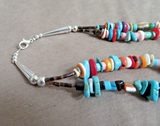 Native Navajo Multi-stone & Heishi 2 Strand Trade bead 26" Necklace JN513
