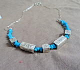 Navajo Turquoise & Sterling Beads 18" Necklace & earrings by Larry Curley JN560