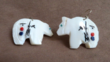 Native Zuni Mother of Pearl Bear & Corn Maiden Earrings by Gloria Chattin JE677