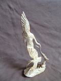 Amazing Native Zuni Antler Heron Trio Fetish Carving by Ruben Najera C4694