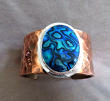 Native Navajo Copper and Abalone Chunky Cuff Bracelet by J Monnereau JB278