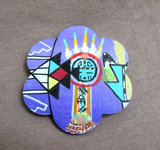 Native Hopi Miniature Hopi Symbols Painting by Brandon Polivema M395