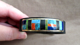 Navajo Multi-stone w/ Sterling Leather Adjustable Bracelet by E Yazzie - JB286