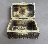 Native Zuni Wood Burned Rose Mini Wood Trinket Box by Ruben Najera M390