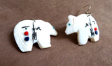 Native Zuni Mother of Pearl Bear & Corn Maiden Earrings by Gloria Chattin JE677