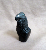 Native Zuni Jet Raven on Rock Fetish Carving by Rochelle Quam  C4811