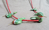 Native Zuni Serpentine & Coral Soaring Hummingbird Carving Necklace JN554
