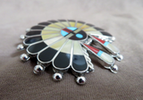 Zuni Silver & Multi-stone Sunface Kachina Pin Pendant by A. Unkestine JP290