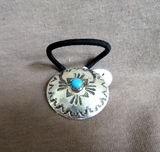 Native Navajo Sterling Silver w/ Turquoise Hair Tie by Jennie Blackgoat M032