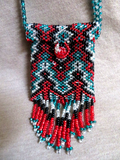 Native Zuni Made Multi-color Beaded Medicine Bag 28" Necklace  M388