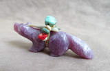 Zuni Purple Jade Wolf Fetish Carving by Rosella & Loubert Soseeah C4730