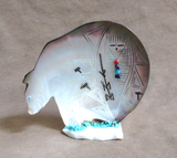 Zuni Mother of Pearl 2 Sided Bear Maiden Fetish Carving by Gloria Chattin C4704
