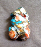 Zuni Spiny Oyster, Turquoise, & Copper Frog Carving by Kenric Laiwakete C4726