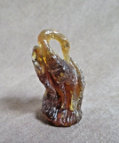 Native Zuni Amber Resting Crane Fetish Carving by Eric Martinez C4896
