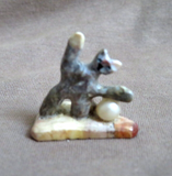 Zuni Mini Antler Cat Playing w a Ball Fetish Carving by Ruben Najera C4826