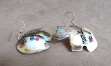 Native Zuni Mother of Pearl Bear & Corn Maiden Earrings by Gloria Chattin JE675