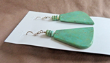 Santo Domingo Green Turquoise & Heishi Slab Hook Earrings by Lupe Lovato JE697