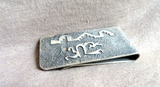 Native Navajo Tufa Cast Roadrunner Sterling Silver Money Clip  by Ray Begay M030