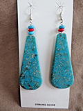 Native Santo Domingo Turquoise & Heishi Slab Hook Earrings by Lupe Lovato JE698