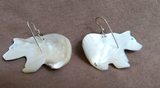 Native Zuni Mother of Pearl Bear & Corn Maiden Earrings by Gloria Chattin JE675