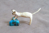 Zuni Mini Antler Cat w/ Turquoise  Stone Fetish Carving by Ruben Najera C4680