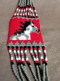 Navajo 9 Strand Beaded 28" Horse Rug Necklace & Earrings by M Yazzie JN50