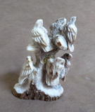 Native Zuni Antler 7 Perched Eagles Fetish carving by Lewis Malie C4742
