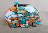 Zuni Turquoise & Spiny Oyster Bear Fetish Carving by Kenric Laiwakete C4879