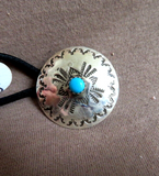 Native Navajo Sterling Silver w/ Turquoise Hair Tie by Jennie Blackgoat M032