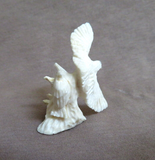 Native Zuni Antler Mini Eagle Duo Fetish Carving by Ruben Najera C4739