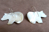 Native Zuni Mother of Pearl Bear & Corn Maiden Earrings by Gloria Chattin JE677