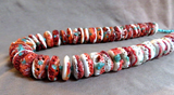 Navajo Extra Large Red Spiny Oyster w Turquoise Necklace by K Deerwater JN494