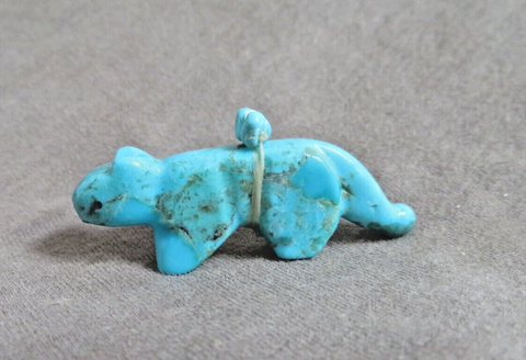 Native Zuni Turquoise Mini Mountain Lion Carving Fetish by  LaVies Natewa C4897