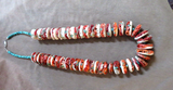 Navajo Extra Large Red Spiny Oyster w Turquoise Necklace by K Deerwater JN494