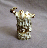 Native Zuni Antler Owl Family in Tree Stump Fetish Carving by Ruben Najera C4821